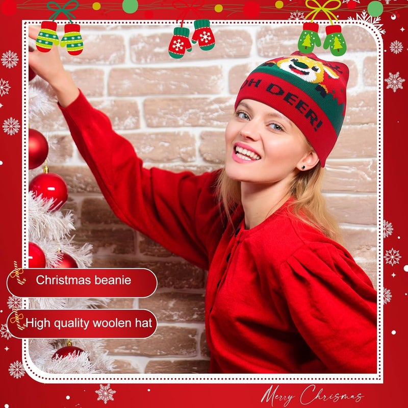 Breathffy Christmas Beanie for Kids Adults Winter Knitted Hats Santa Snowman Elk Unisex Caps for Christmas - Image 3